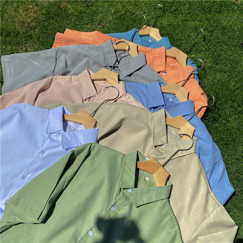 EBAIHUI básica informal-Blusa de manga corta para verano, Camisa lisa para mujer, 8 colores, 2021