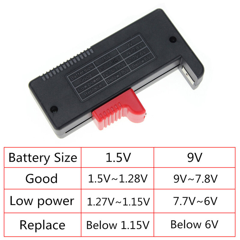 Testeur de Batterie Universel à Bouton et de Tailles Multiples, pour AA/AAA/C/D/9V/BT-168 V, Affichage Numérique LCD Digital, Vérificateur de Tension, 1,5 V