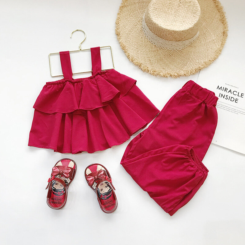 BABY2020 – costume d'été pour filles, écharpe bouffante, mince, style coréen, vêtements de noël pour enfants, nouvelle collection pièce/ensemble