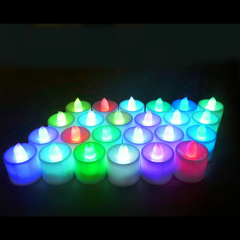 1pcs Battery Operated Creative LED Candle Multicolor Lamp Simulation Color Flame Tea Light Home Wedding Birthday Party Decor