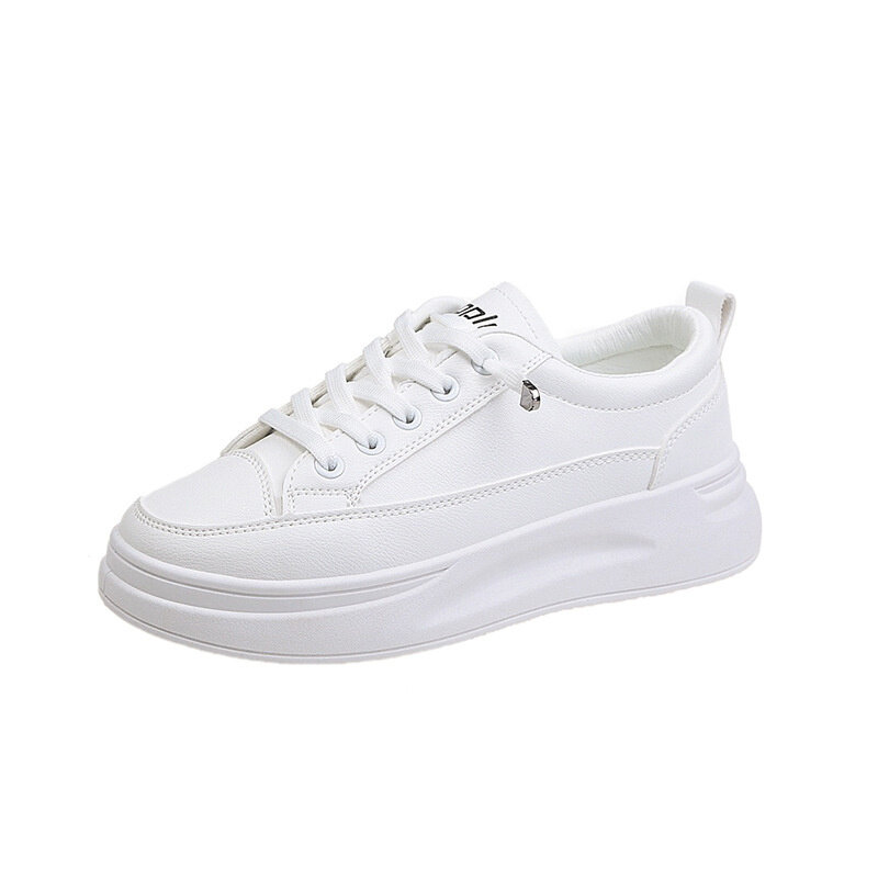 Zapatos informales para mujer joven, zapatillas de marca a la moda, color blanco, suela gruesa, 3cm, 2021