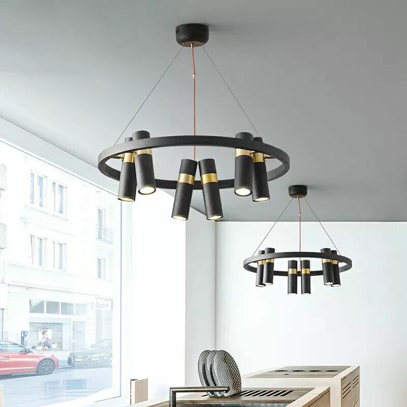 Kobuc-luminária pendente preta, lâmpada gu10 com rotação 3/6/9 leds, luz suspensa, sala de jantar, loja de pano, luminária suspensa