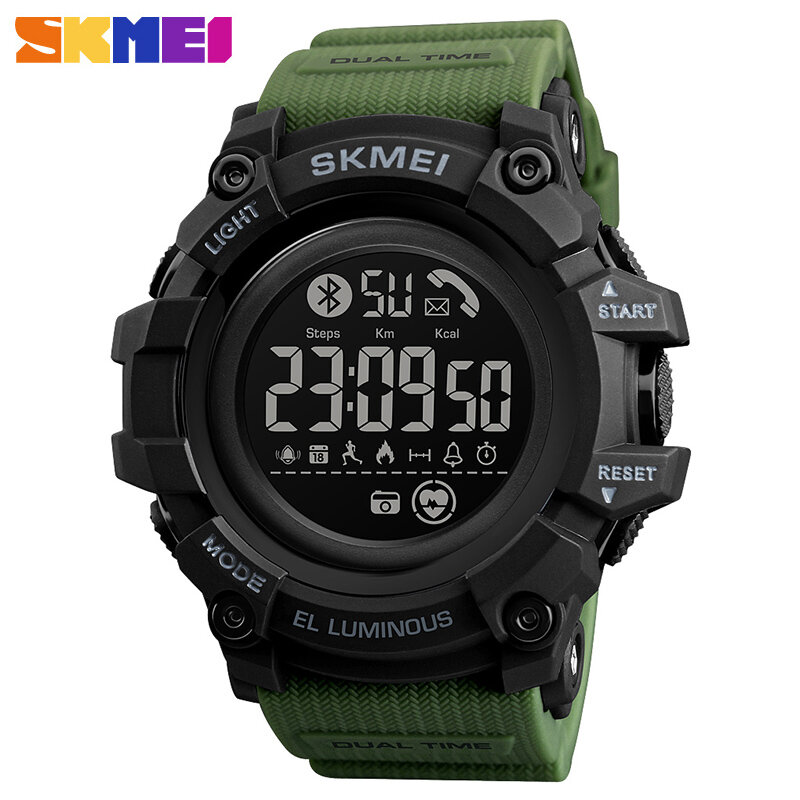 SKMEI – montre connectée de Sport en plein air pour hommes, multifonction, Bluetooth, étanche, fréquence cardiaque, numérique