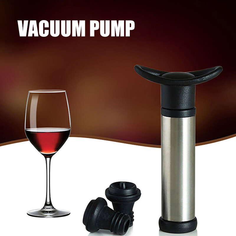 Red Wine Vacuum Pumps Stainless Steel Food Grade Silicone With 2 Vacuum Stoppers For Wine Bottles Wine Protector Bar Cerveja