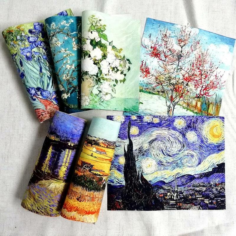 1pc Van Gogh tessuto di tela di cotone dipinto ad olio per cucire decorazione posizionamento tessuto Design stampa tessuto