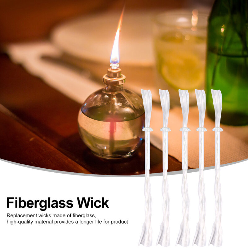 Mecha de repuesto de fibra de vidrio de larga duración, para botellas de exterior, linternas, luces de jardín