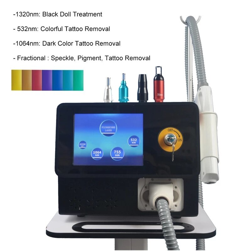 Máquina láser de eliminación de tatuajes picosegundos, dispositivo portátil q switch nd yag pico, eliminación de pigmento láser pico, eliminación de acné