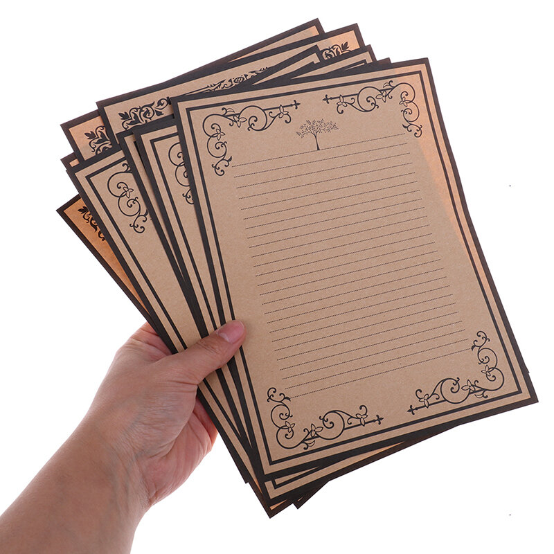 Papel de carta clássico do papel de kraft do vintage de 8 pces simples papel de carta de amor