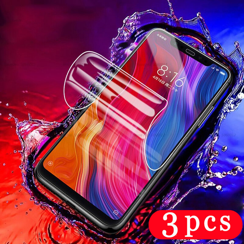 3Pcs full cover hydrogel film for xiaomi mi 8 lite pro 8 se 6x phone screen protector mi play pocophone f1 protective Not Glass