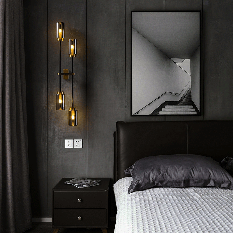 Postmodern Light Luxury Copper Living Room Corridor Aisle Bedroom Bedside Sconces Hotel Villa Art Design Decorative Wall Lamp