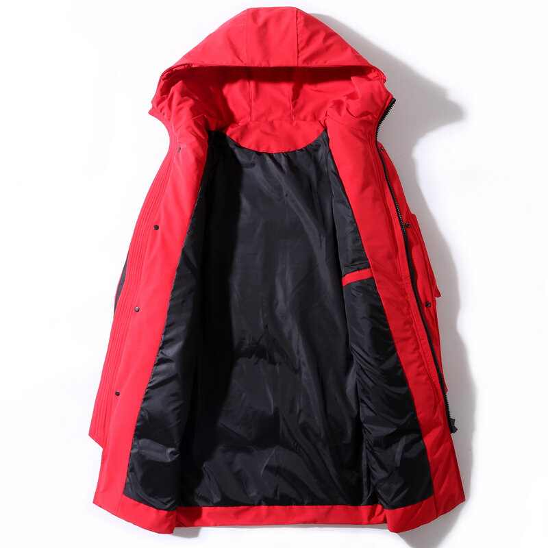 Chaqueta de plumón con capucha para hombre, abrigo largo a prueba de viento, impermeable, gruesa y cálida, Parka larga de marca, ropa de invierno, 2021