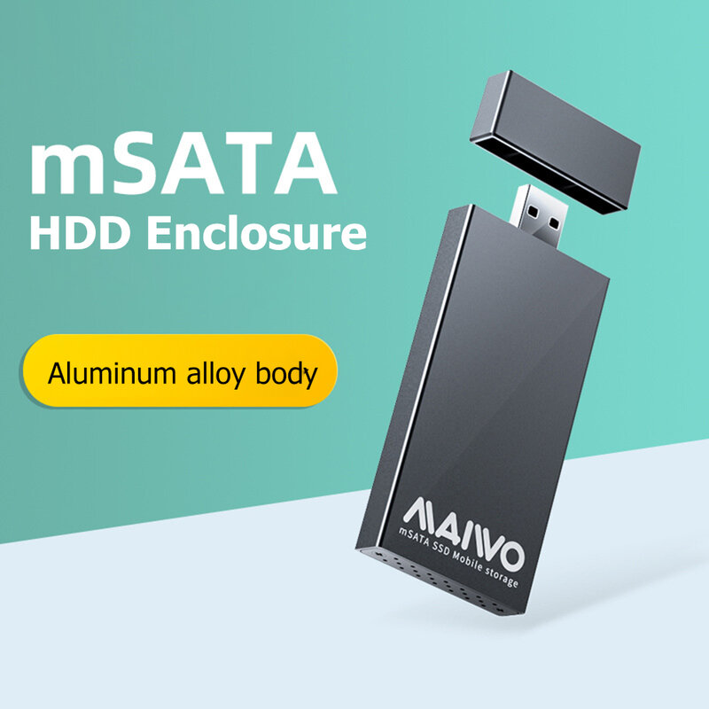 MAIWO K1642S 5Gbps USB 3.0 Ke MSATA SSD Box Aluminium Alloy Mobile Enclosure MSATA SSD Mobile Enclosure Mendukung 1TB dengan Indikator