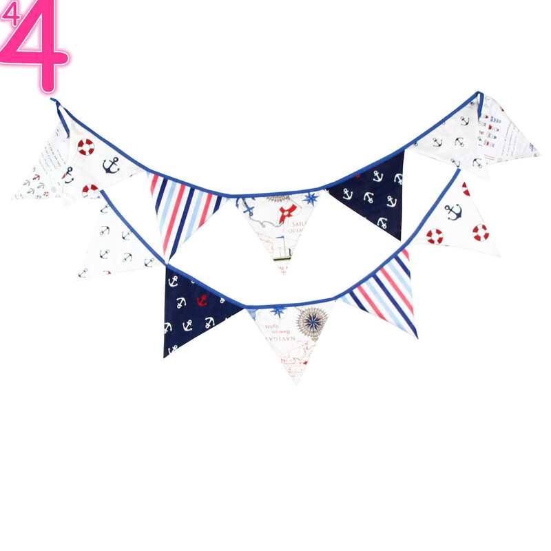 100% Cotton Nautical Anchor Pennant Banner for Boys Birthday Baby Shower