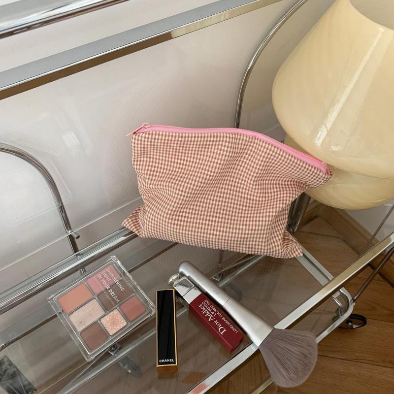 Klassieke Plaid Wassen Opbergtas Grote Cosmetische Tas Reizen Vrouwen Make-Up Organzier Zakken Katoen Zippet Beauty Case Cosmetische Pouch