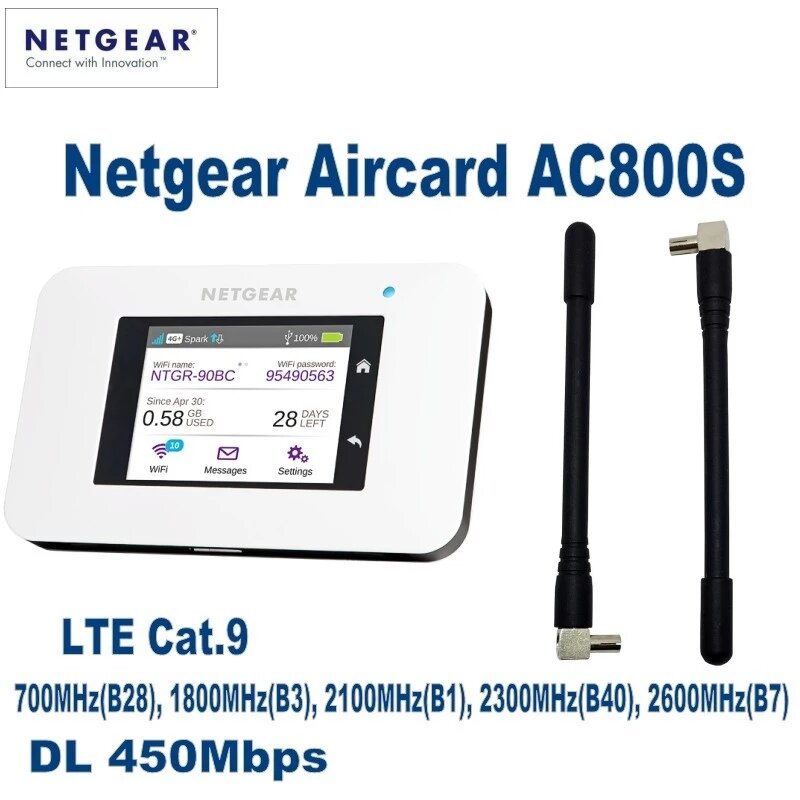 Desbloqueado netgear aircard ac800s 4g lte 450mbps hotspot wifi roteador móvel