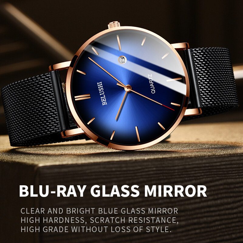 Ultra cienki zegarek mężczyźni luksusowa marka znani biznesu kwarcowy zegarek wodoodporny męski zegarek sportowy siatka stalowa zegar analogowy Relojes