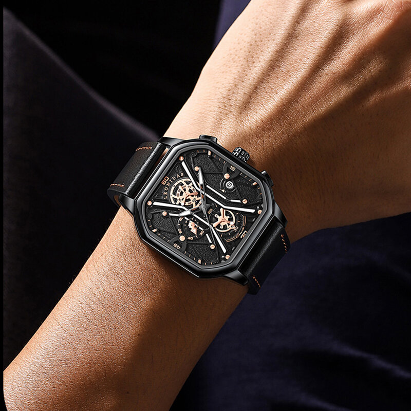 LEONIDAS Hardlex lustro człowieka zegarek kwarcowy indywidualne mody wodoodporny zegarek mężczyźni świecenia
