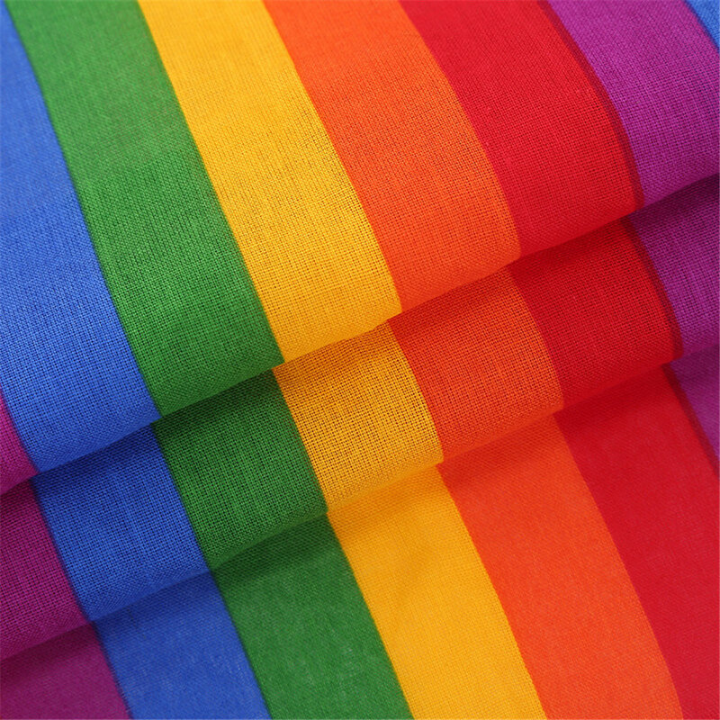 유니섹스 다채로운 색상의 무지개 줄무늬 스퀘어 스카프 머리띠 반다나 손목 밴드 넥타이, 55x55cm, 유니섹스