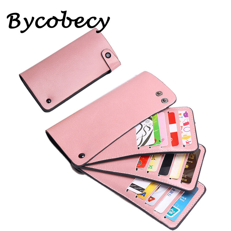 Bycobecy – porte-cartes en cuir PU Ultra-fin pour femmes, nouveau portefeuille de sécurité avec fente pour cartes RFID multi-cartes