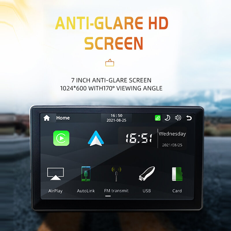 AKAMATE – autoradio universel 7 ", Bluetooth, FM, écran tactile, Carplay et Android Auto, sans fil, 1din, 2din