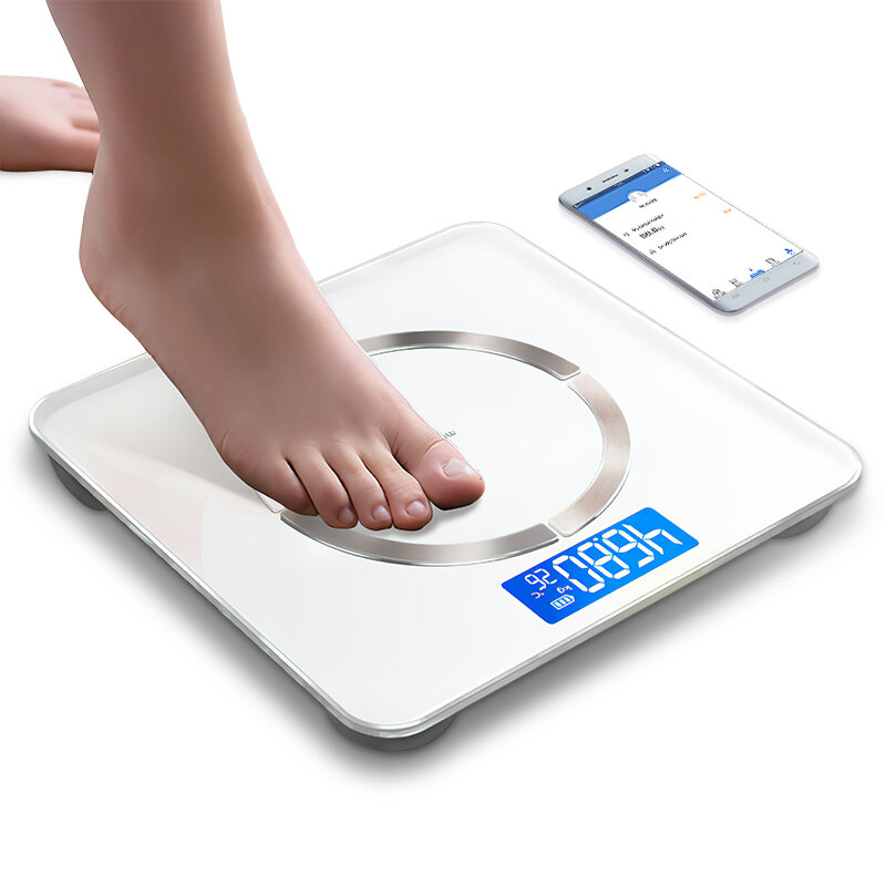 Inteligentna waga do pomiaru tkanki tłuszczowej wagi łazienkowe elektroniczna waga Bluetooth bilans wodny analizator składu BMI waga podłogi