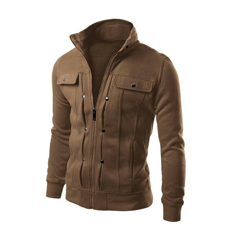 Fleece sprng Autumn lightweight men's jacket with hood windproof zipper outdoor fashion men's sports jacket coat