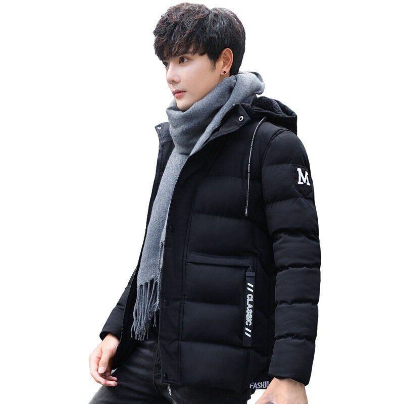 Jaqueta masculina de algodão acolchoada, casaco solto, roupas de inverno da moda para jovens, acolchoada para o inverno 2019