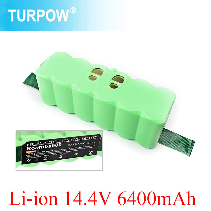 Turpow 14.4V 6400MAh Baterai Li-ion Isi Ulang untuk IRobot Roomba 500 600 700 800 Baterai Penyedot Debu 530 560 650 785