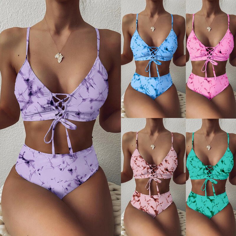 Women Swimsuit Bandeau Bandage Bikini Set Push-Up Brazilian Swimwear Beachwear Bathing Suit Swim купальники женские 2021