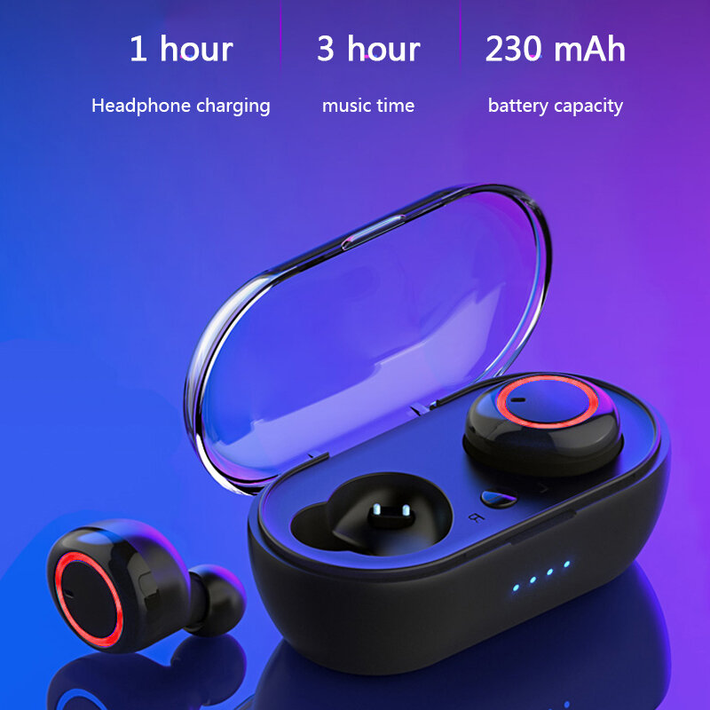Écouteurs sans fil Bluetooth 5.0, A2 TWS, casque d'écoute HiFi stéréo, écouteurs de Sport, avec boîte de chargement