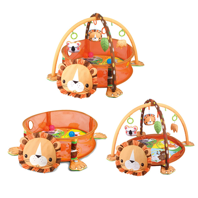 Baby 3 in 1 Fitness Frame Game Blanket Multifunctional Cartoon Play Crawling Mat Tortoise Lion Ocean Ball pool 0-18 Months Toy