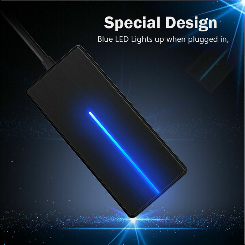 Ultra Slim Type C 3พอร์ต USB 3.0 Hub + TF/SD Card + ไฟ LED สีฟ้า