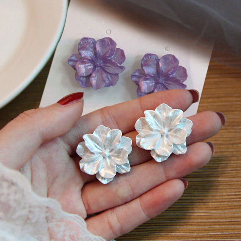 Moda romantica viola Gardenia orecchini per le donne ragazze orecchini fiore Cocktail Party gioielli regali di compleanno