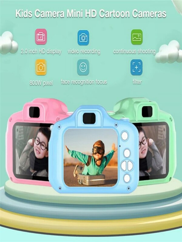 Hdミニデジタルカメラのおもちゃキッズ1080 1080p 2インチ画面帯電性の写真の小道具かわいいベビー子供誕生日プレゼントの屋外ゲーム