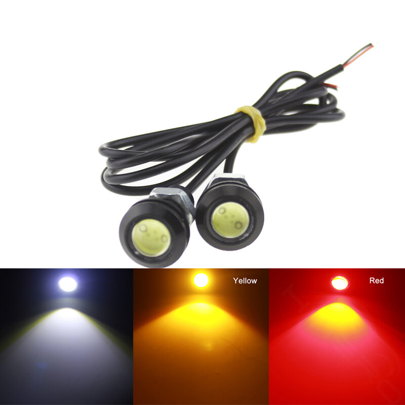 Bombilla de señal LED COB para coche, luz diurna DRL, antiniebla, ojo de águila, estilo de estacionamiento inverso, amarillo, rojo, 18MM, 23MM, 2 uds.