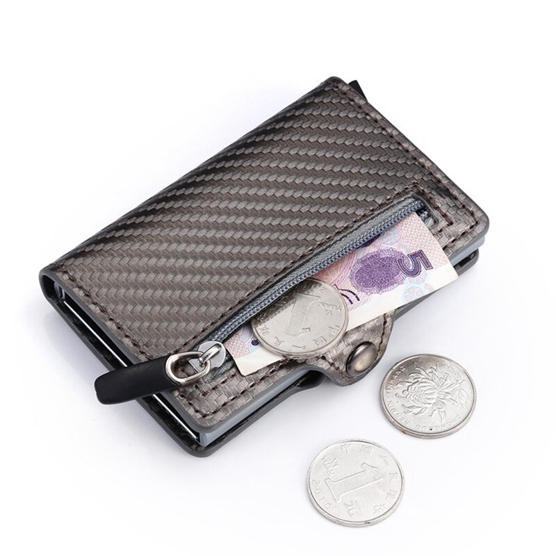 ZOVYVOL RFID Männer Business Taste Brieftasche Neue Männliche Geldbörse ID Halter mit Zipper Top Qualität Carbon Faser Kreditkarte halter
