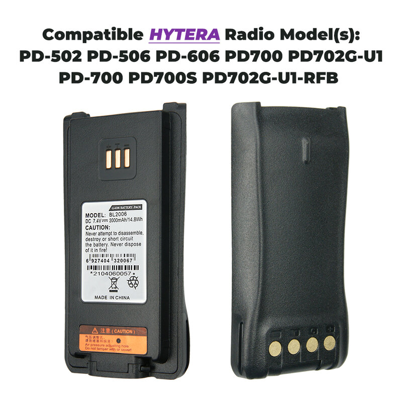 2000mAh 7.4V Batterie De Remplacement pour HYTERA BL2006 PD700 PD780 PD782 Portable Batterie Radio Bidirectionnelle HYT