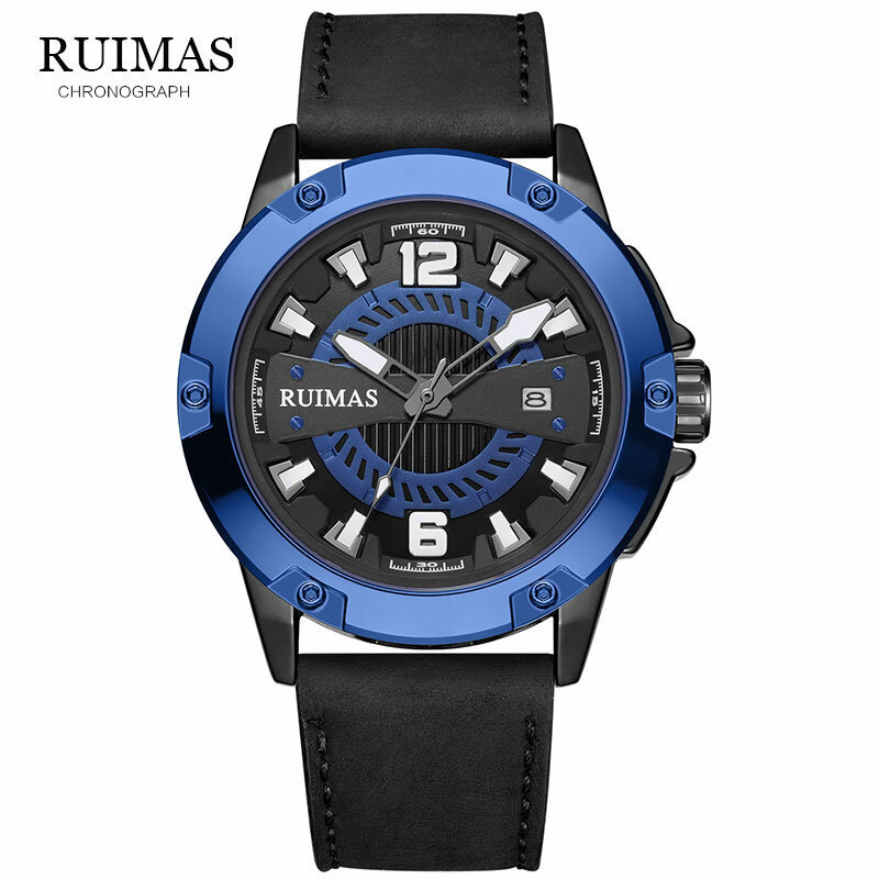 Мужские часы марки 2020, новые часы RUIMAS, повседневные водонепроницаемые кварцевые часы ведущей марки с кожаным ремешком и датой, мужские часы ...