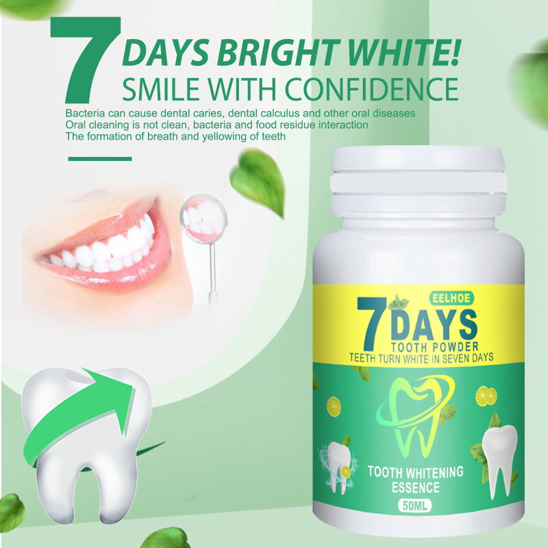 Eelaze-Polvo para blanquear los dientes, herramienta de higiene bucal para blanquear los dientes, eliminar las manchas de placa, respiración fresca