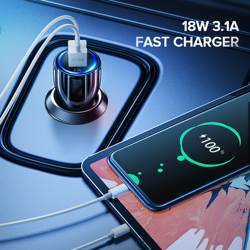 Car Charger Dual USB Fast Charging QC Phone Charger Adapter for IPhone 11 Pro Max 6 7 8 Plus Redmi Huawei Car Charger Cup