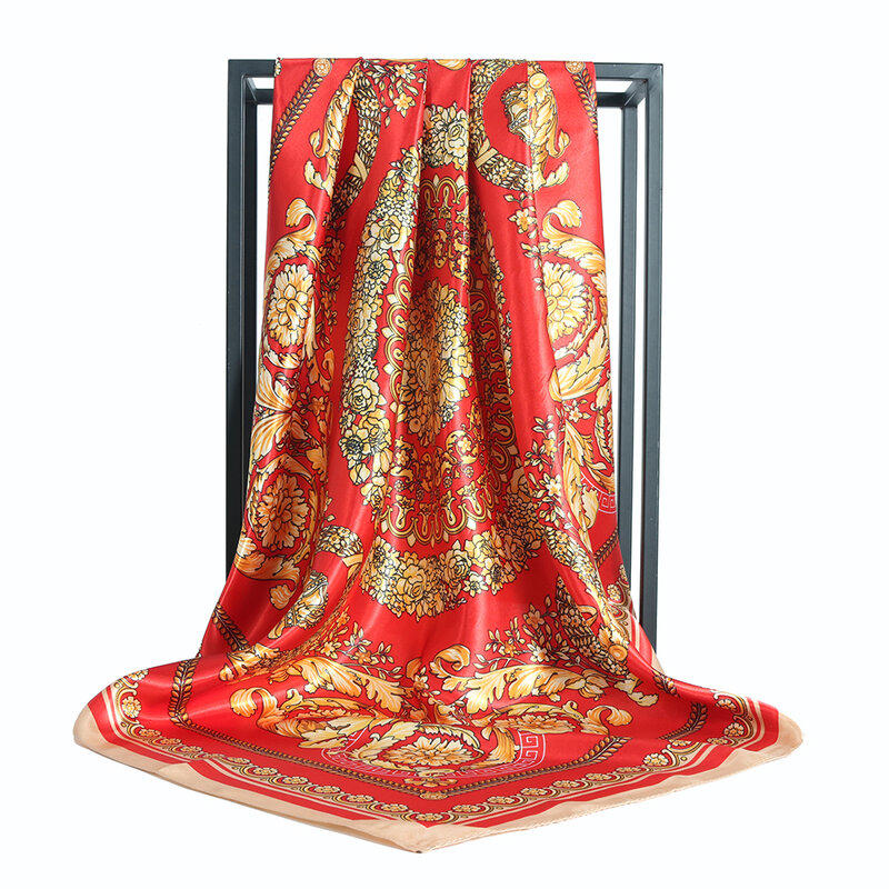 Головной платок, головные уборы для женщин, атласная шелковая Бандана с цветочным принтом «любовь», шейный платок, хиджаб, шарфы для волос