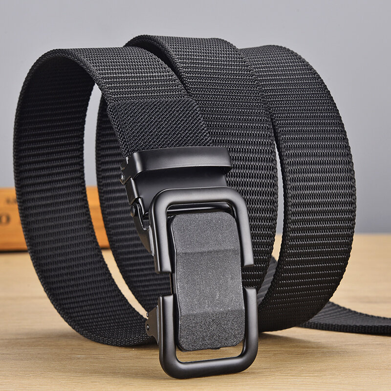 Men's Outdoor Belt Thickened Nylon Business Automatic Buckle Belt Casual Overalls Decorative Pants Belt Multifunctional 125cm