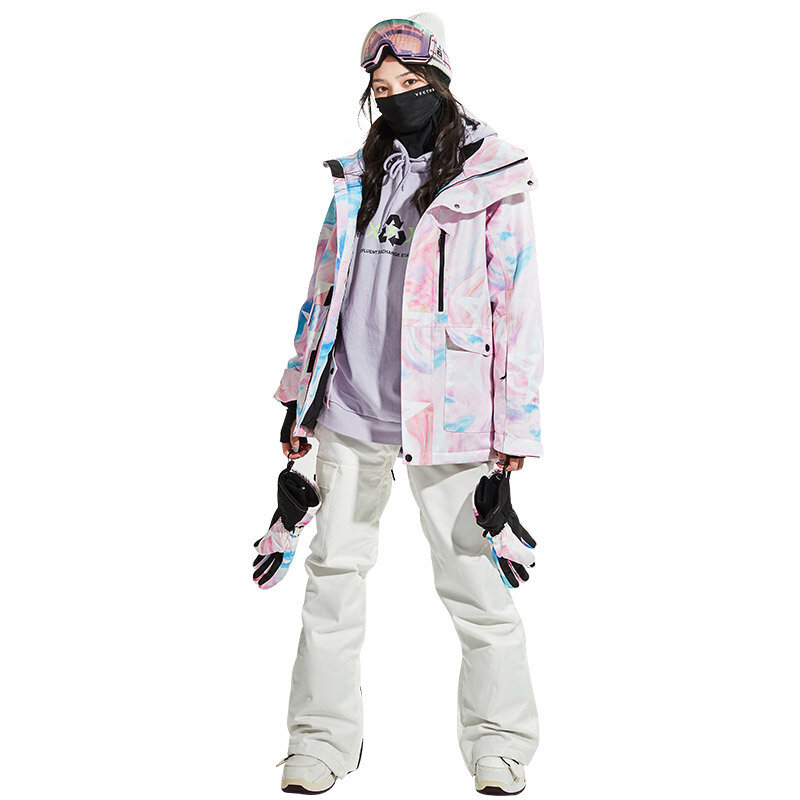 Зимние куртки, высококачественный Женский лыжный костюм, комплект из курток и брюк, уличный однотонный лыжный комплект, ветрозащитный костюм для лыжного спорта, сноуборда