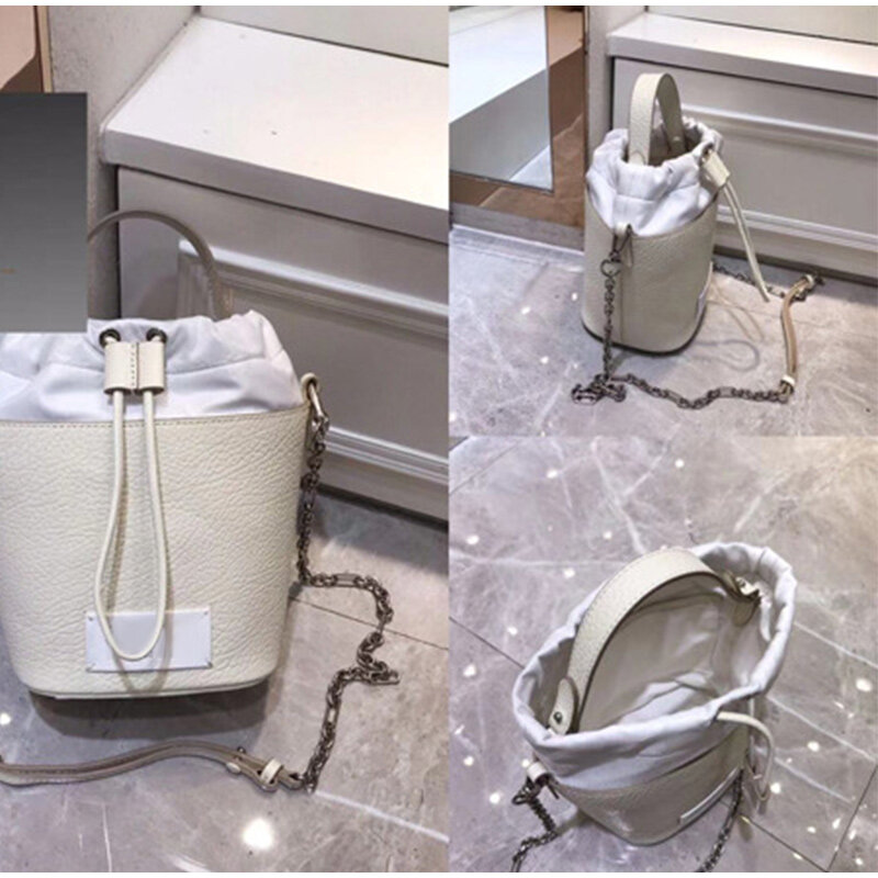 Pochette da stilista per donna borse a tracolla in vera pelle hanno numero catena in metallo nuove borse a secchiello in pelle bovina con coulisse