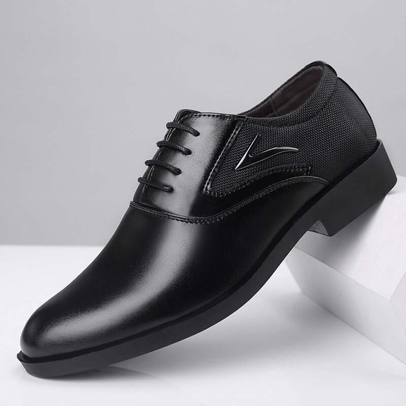 Sapatos masculinos clássicos de luxo, mais novo sapato de ponta fina em couro artificial e preto, sapatos de casamento masculinos oxford formais, tamanho grande 38-48