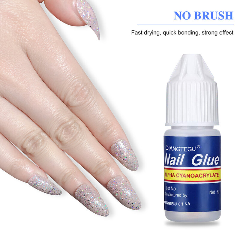 Colle à ongles UV à séchage rapide, 5 pièces, paillettes, strass acryliques, décorations, faux ongles, outil de manucure