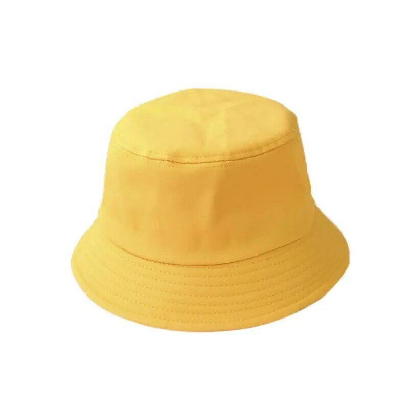 Chapéu balde dobrável de verão para crianças e adultos, coreano, cor sólida, hip hop, aba larga, proteção uv, topo redondo, protetor solar, chapéu de pescador