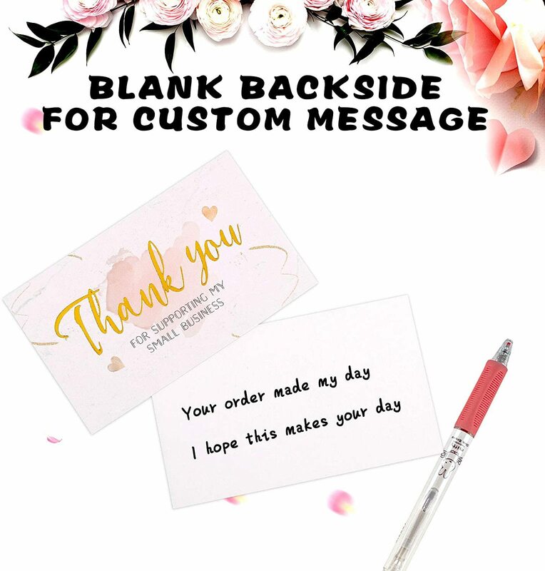 30 Pieces/Pack Pink Bronzing Thank You Card for Supporting Business Package Decoration "Thank You" Business Card Handmade Love