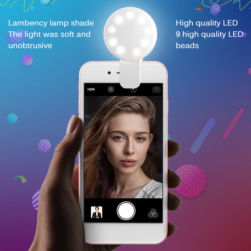 Beautiful Selfie LED Light For Xiaomi IPhone Sumsang Smartphone Camera Mobile Photography Selfie Light Does Not Include Battery