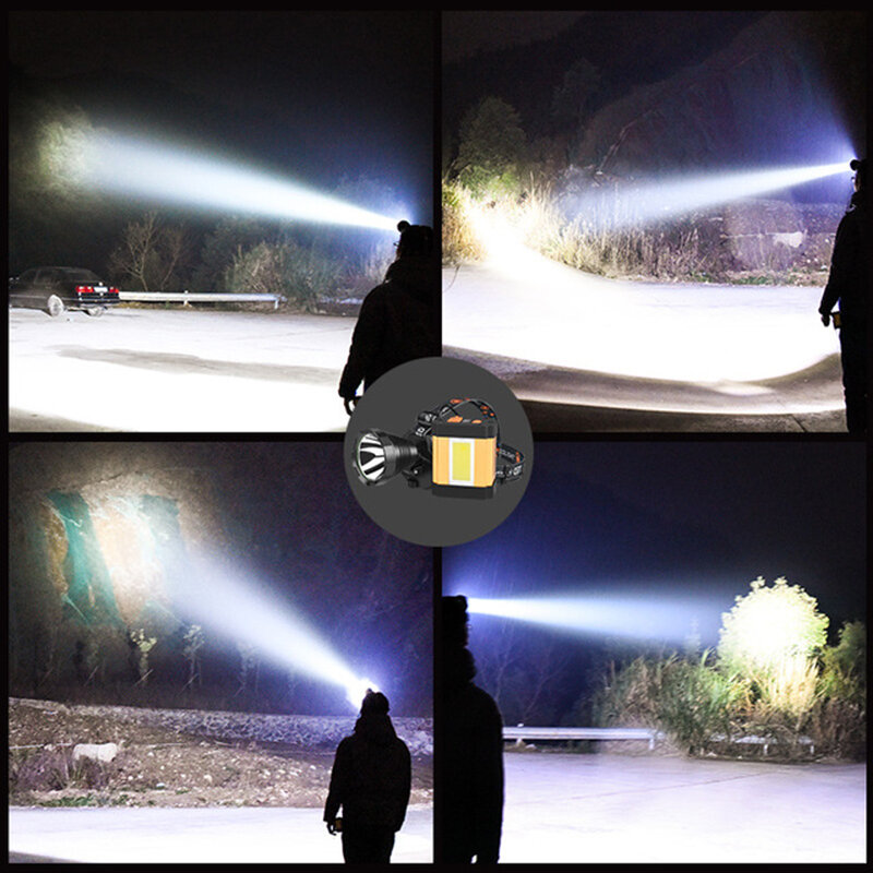 Lampe frontale à LED T40, 4688 Lumens, Cree xhp70, batterie 18650, usage extérieur, Camping, pêche, randonnée nocturne, vélo